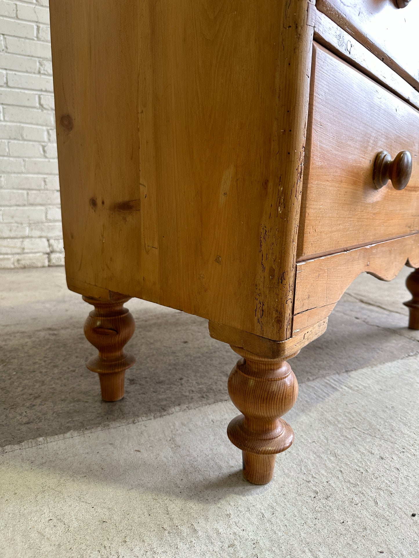 Tall Antique Pine English Chest of Drawers, c. 1870