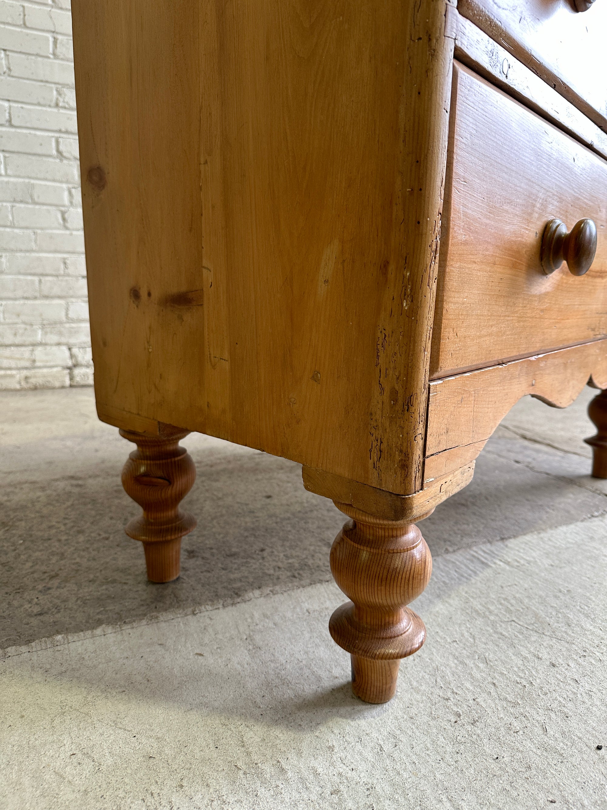 Tall Antique Pine English Chest of Drawers, c. 1870