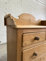 Antique Pine English Chest of Drawers with Flared Upstand c. 1880