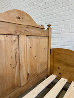 Wide Antique Pine Sleigh Bed c. 1890
