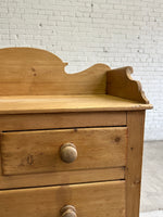 Antique Pine English Chest of Drawers with Flared Upstand c. 1880