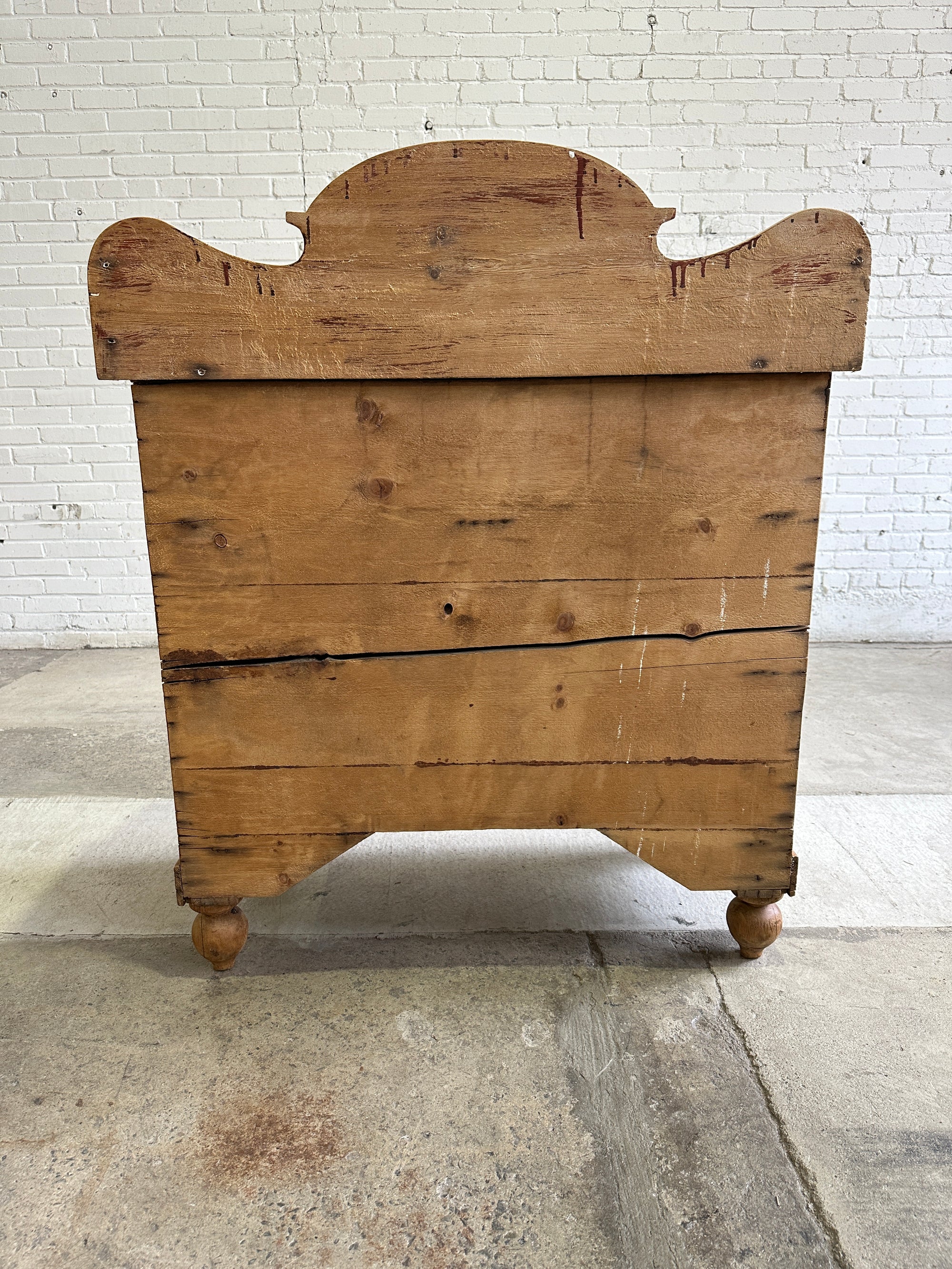 Antique Pine English Chest of Drawers with Flared Upstand c. 1880