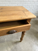 Antique Pine Two Drawer Drop Leaf Scullery Table, c. 1880
