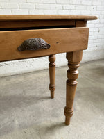 Antique Pine Two Drawer Drop Leaf Scullery Table, c. 1880