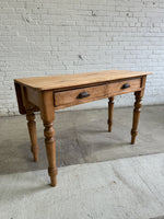 Antique Pine Two Drawer Drop Leaf Scullery Table, c. 1880