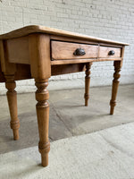 Antique Pine Two Drawer Drop Leaf Scullery Table, c. 1880