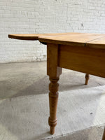 Antique Pine Two Drawer Drop Leaf Scullery Table, c. 1880