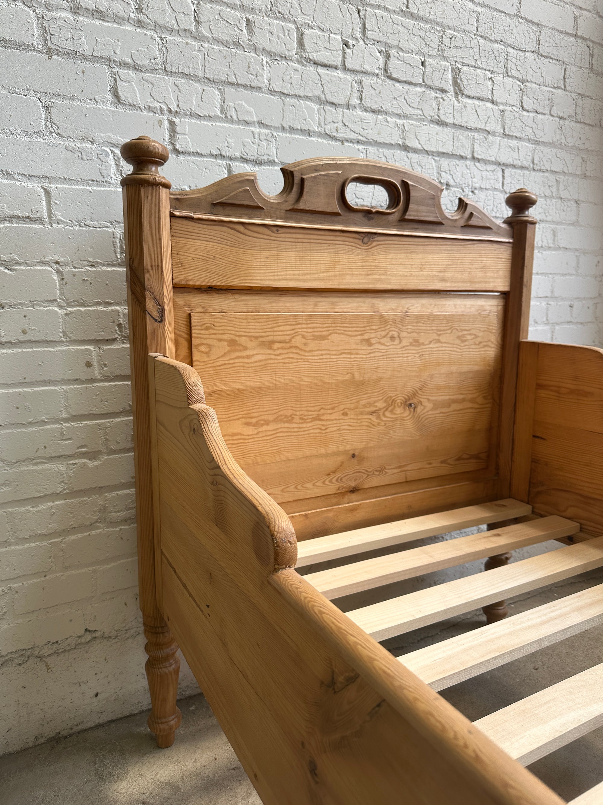 A Pair of Antique Pine Sleigh Beds c. 1900