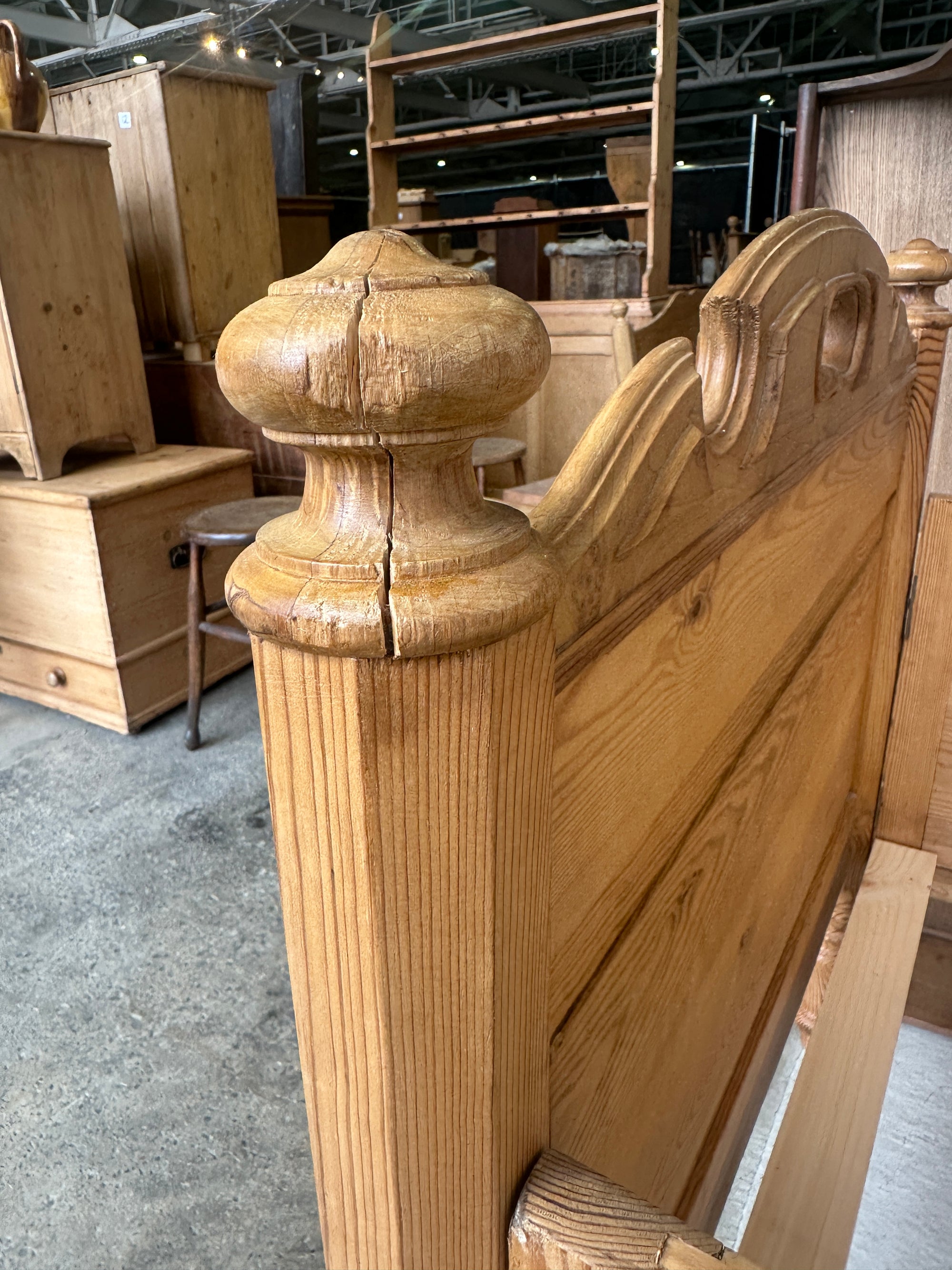 A Pair of Antique Pine Sleigh Beds c. 1900