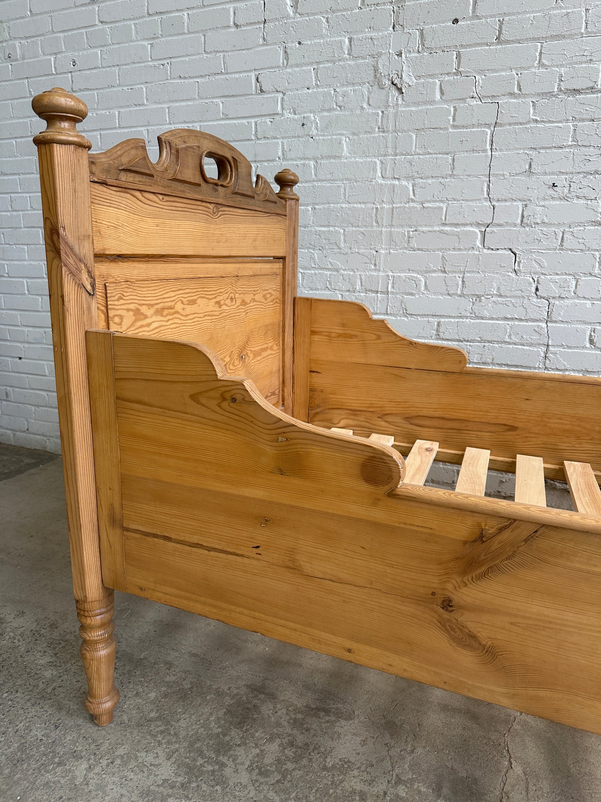 A Pair of Antique Pine Sleigh Beds c. 1900