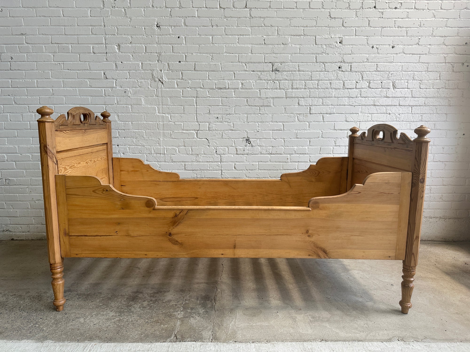 A Pair of Antique Pine Sleigh Beds c. 1900