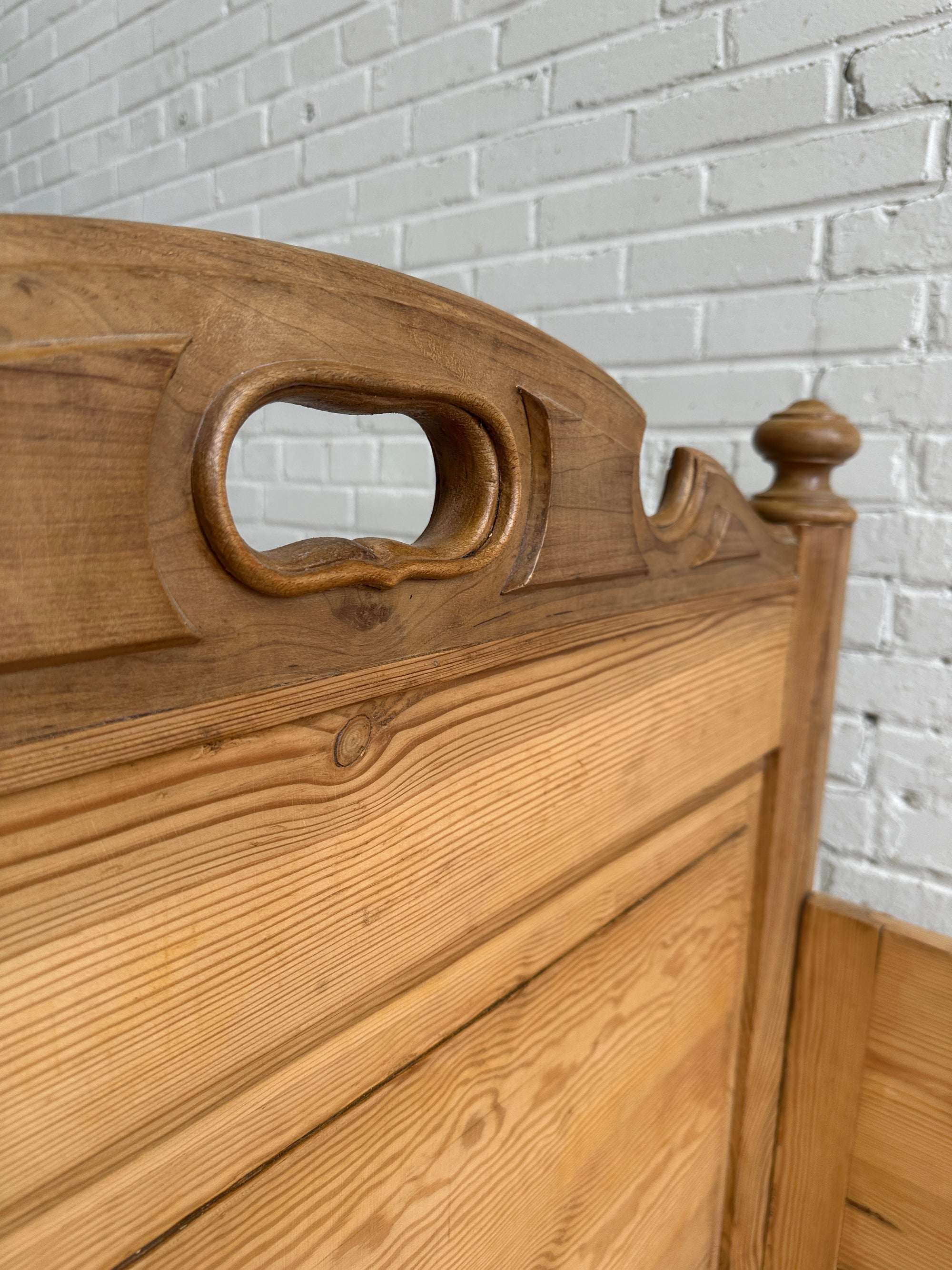 A Pair of Antique Pine Sleigh Beds c. 1900
