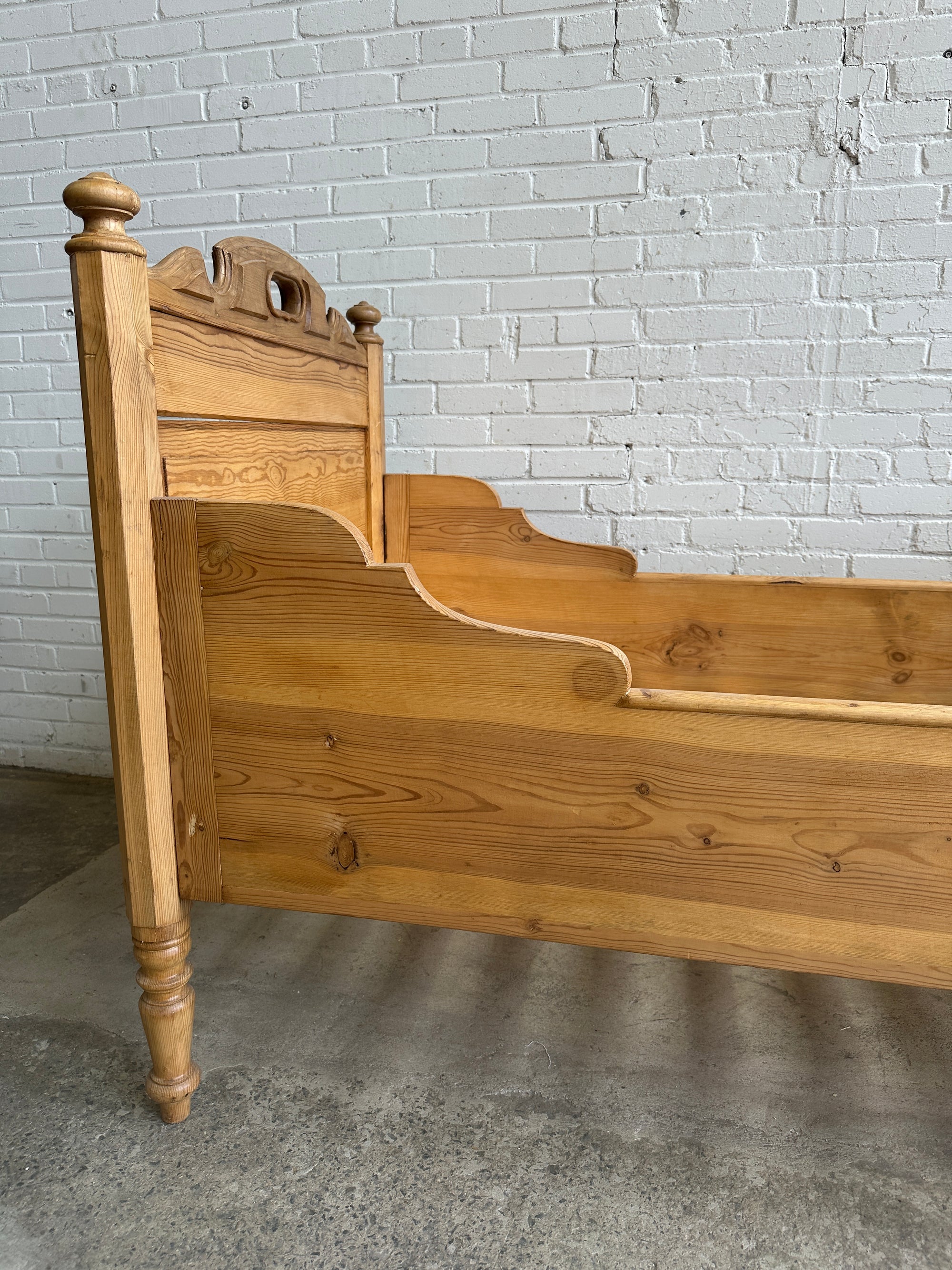 A Pair of Antique Pine Sleigh Beds c. 1900