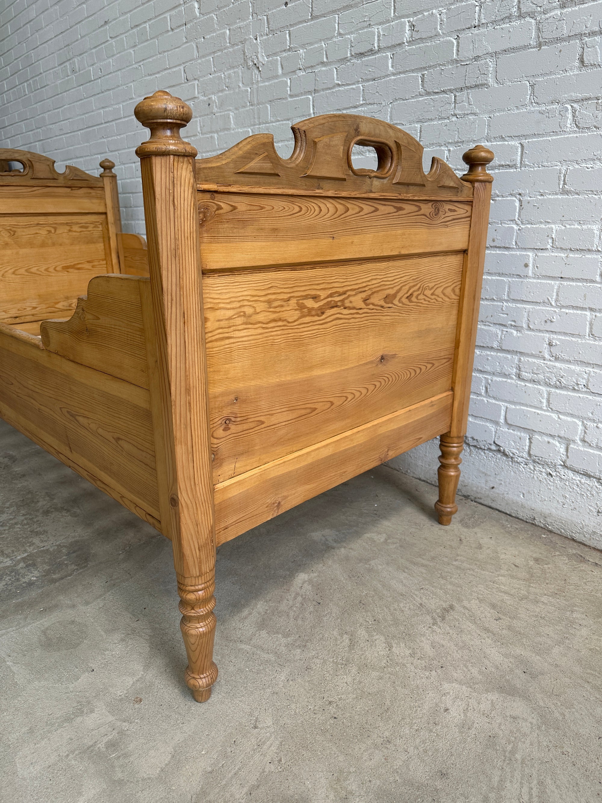 A Pair of Antique Pine Sleigh Beds c. 1900