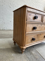 Antique Pine English Chest of Drawers with Mahogany Knobs c. 1880