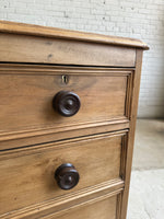 Antique Pine English Chest of Drawers with Mahogany Knobs c. 1880