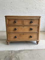 Antique Pine English Chest of Drawers with Mahogany Knobs c. 1880