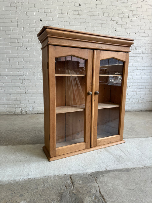 A Large Antique Pine Hanging Glass Display Case c. 1900