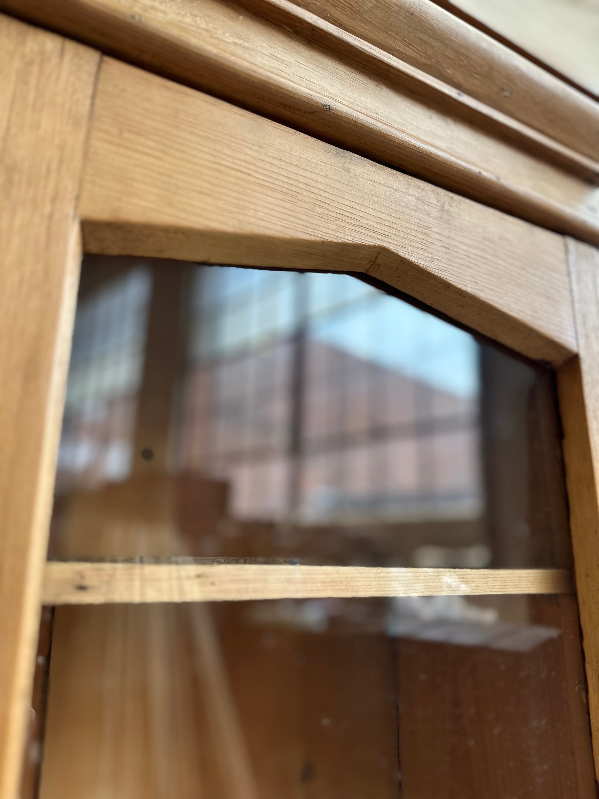 A Large Antique Pine Hanging Glass Display Case c. 1900