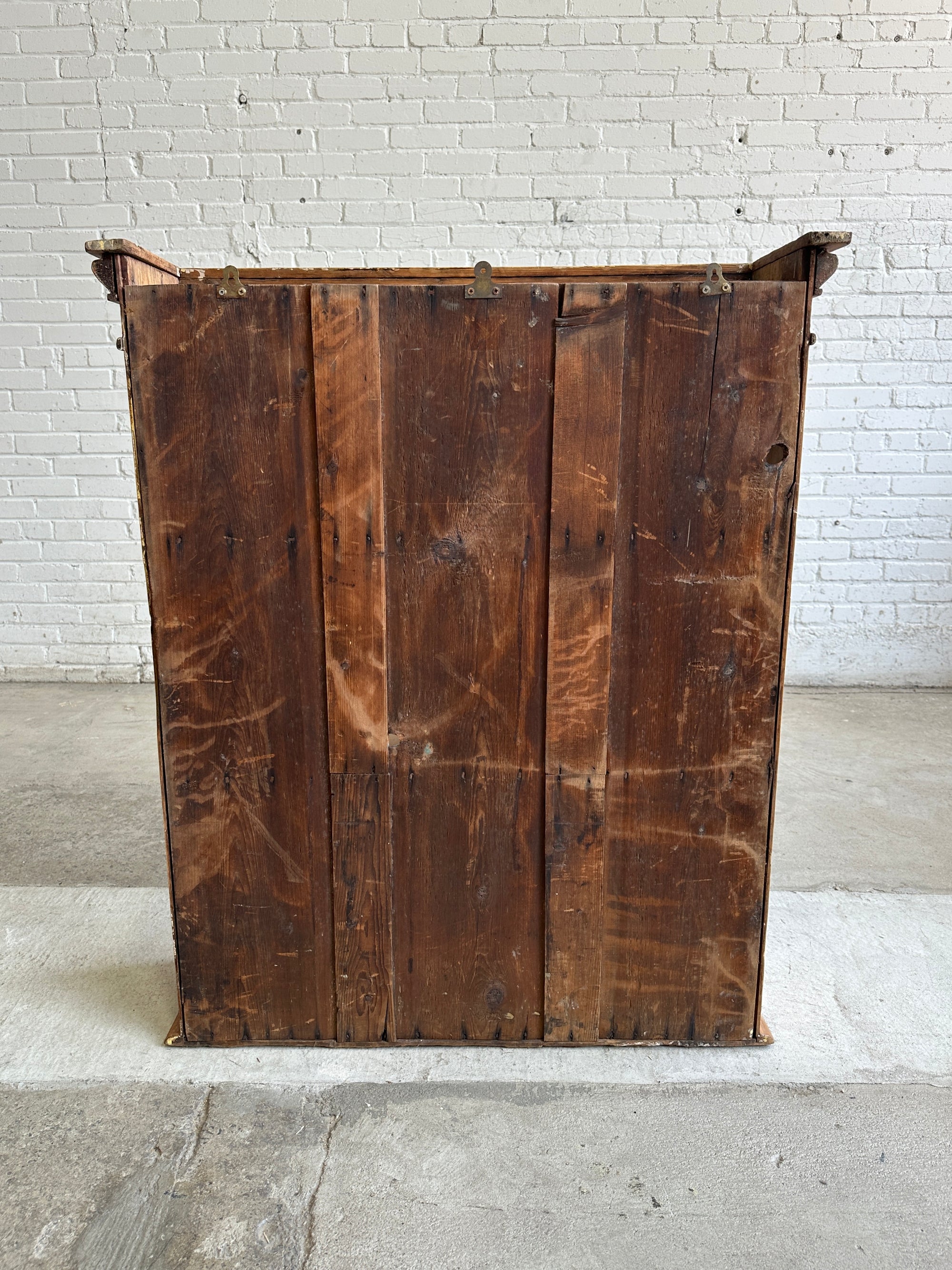 A Large Antique Pine Hanging Glass Display Case c. 1900