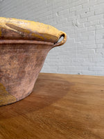 Antique French Glazed Dairy Bowl with Spout, c.1890