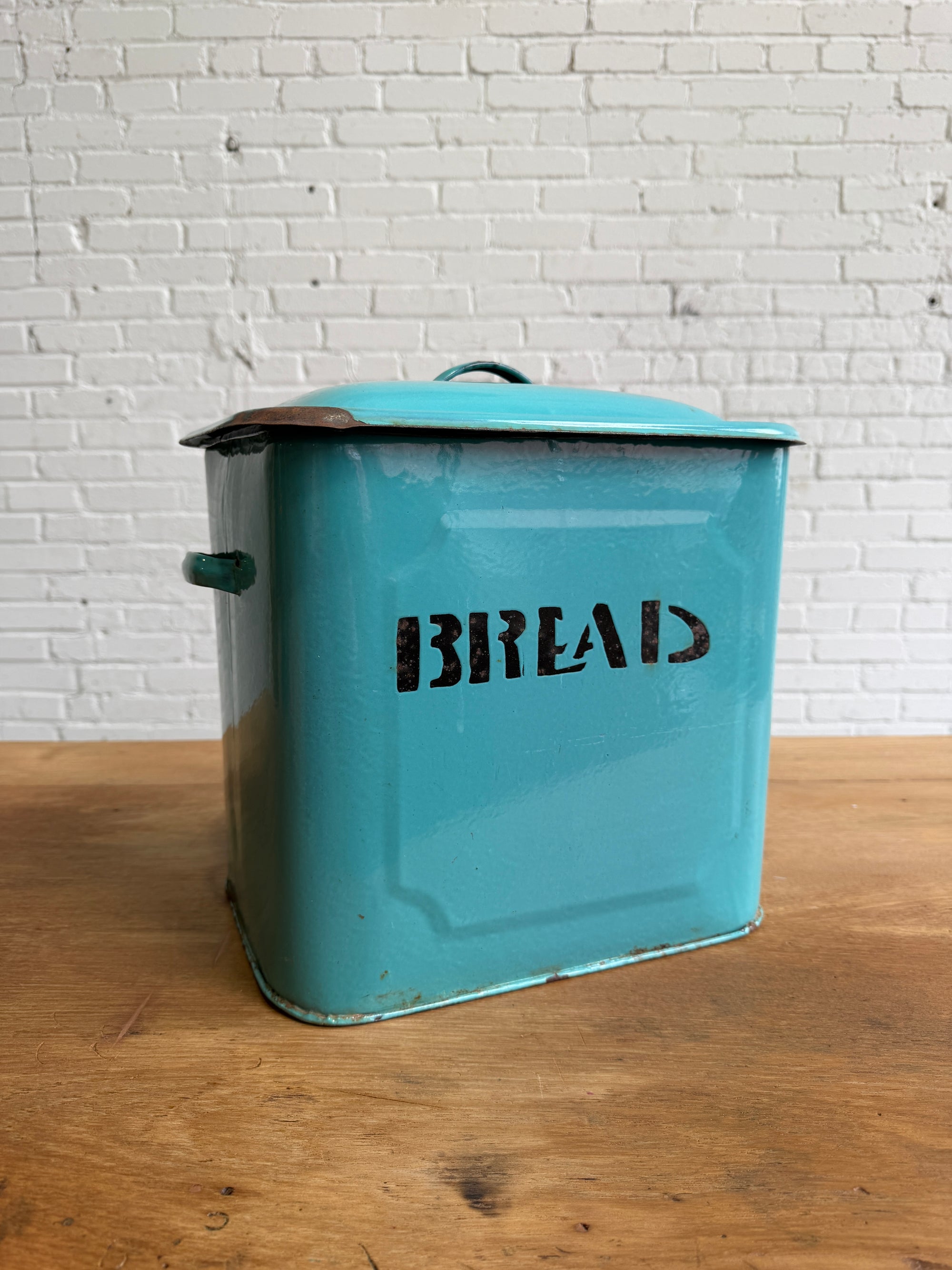 An English Antique Blue Bread Bin, c.1920