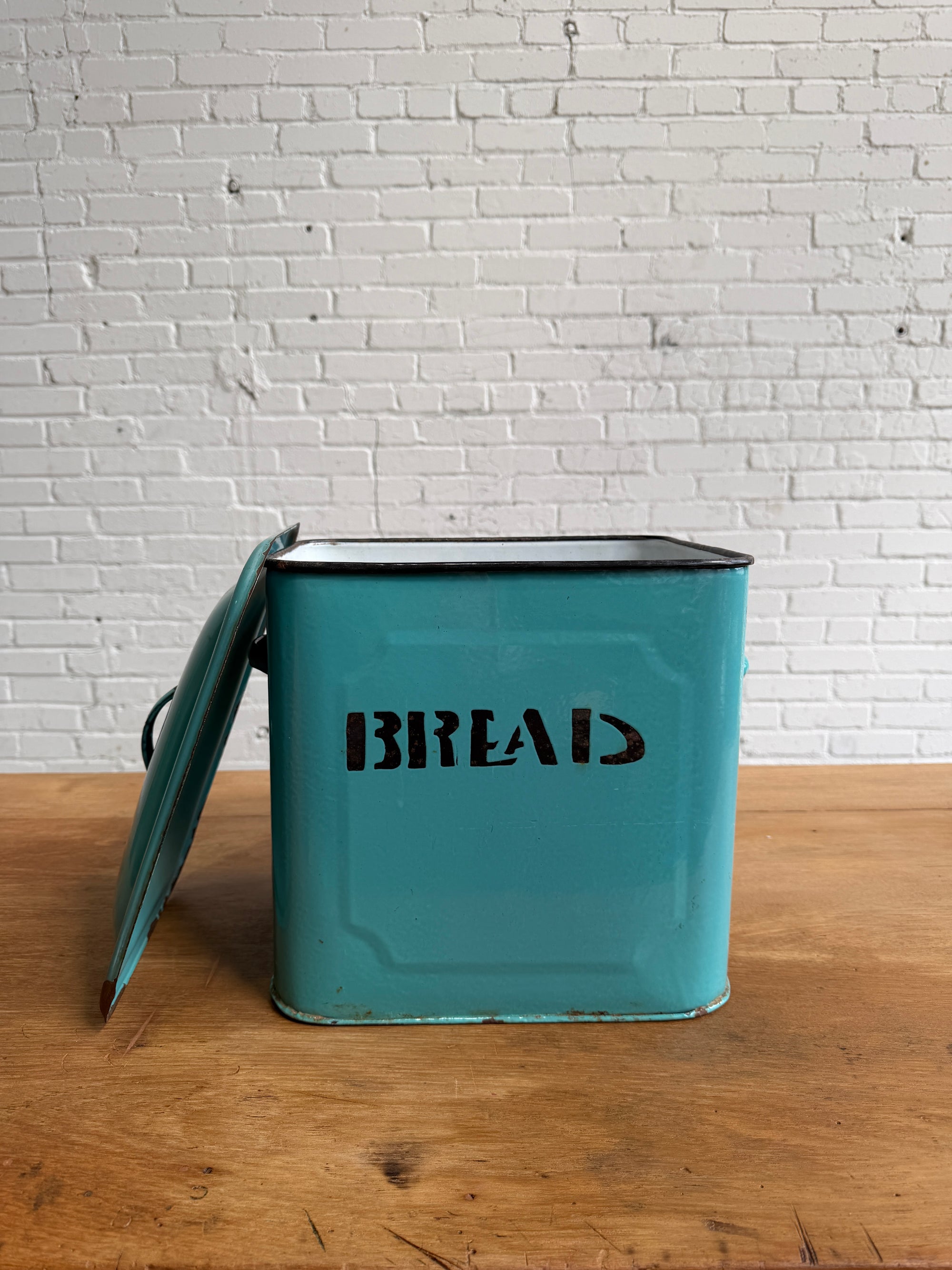 An English Antique Blue Bread Bin, c.1920