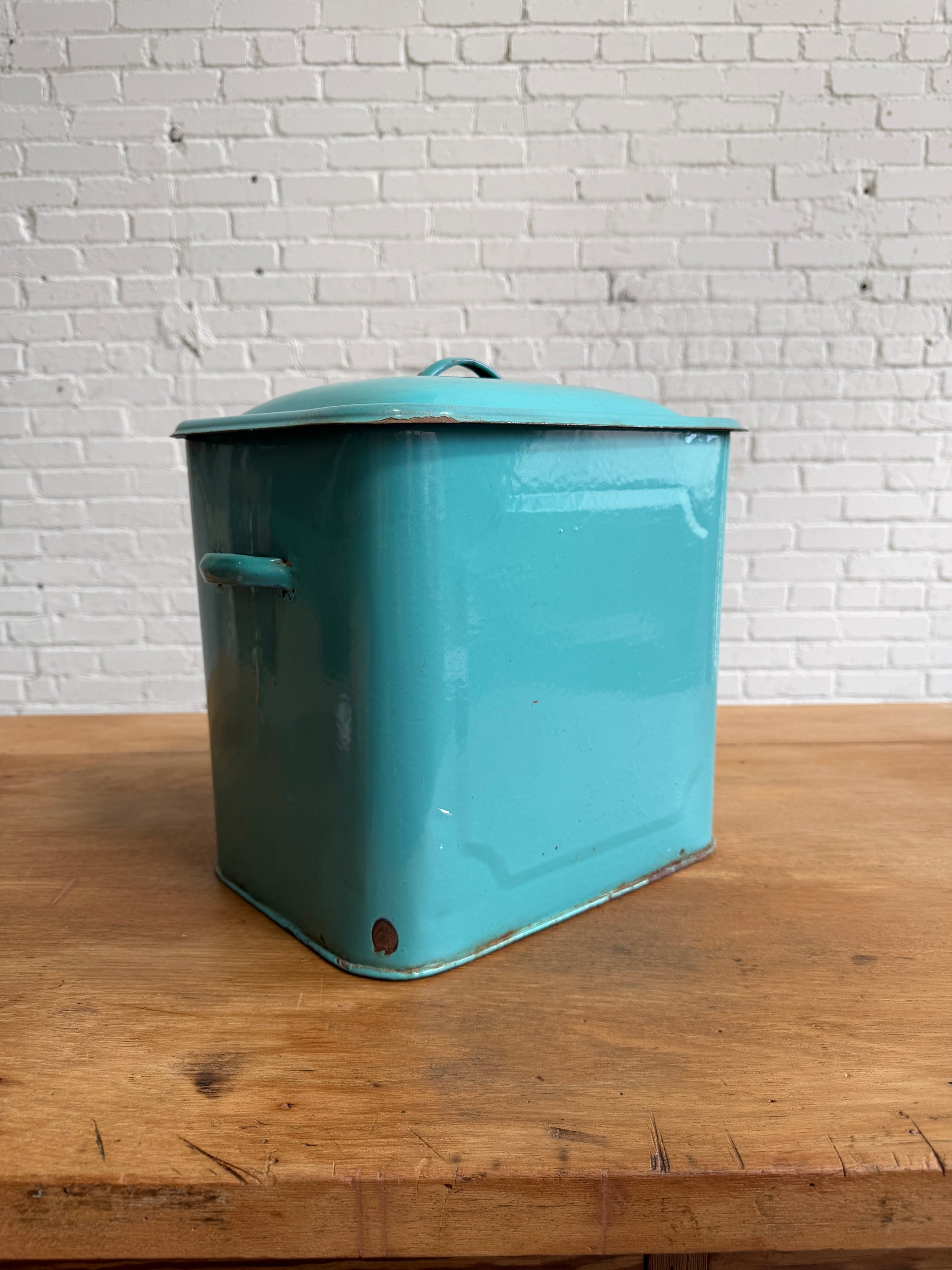 An English Antique Blue Bread Bin, c.1920