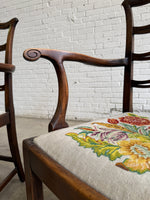 A Set of Six English Country House Chairs with Needlepoint Seats, c. 1900