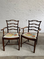 A Set of Six English Country House Chairs with Needlepoint Seats, c. 1900