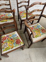 A Set of Six English Country House Chairs with Needlepoint Seats, c. 1900