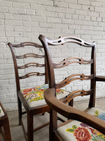 A Set of Six English Country House Chairs with Needlepoint Seats, c. 1900
