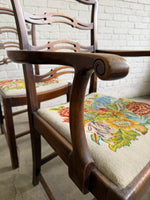 A Set of Six English Country House Chairs with Needlepoint Seats, c. 1900