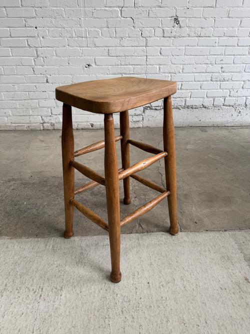 Tall Antique Pine English Stool, c. 1900