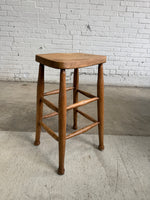 Tall Antique Pine English Stool, c. 1900