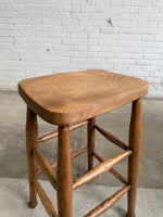 Tall Antique Pine English Stool, c. 1900
