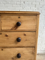 Antique Pine English Chest of Drawers with Mahogany Knobs c. 1870
