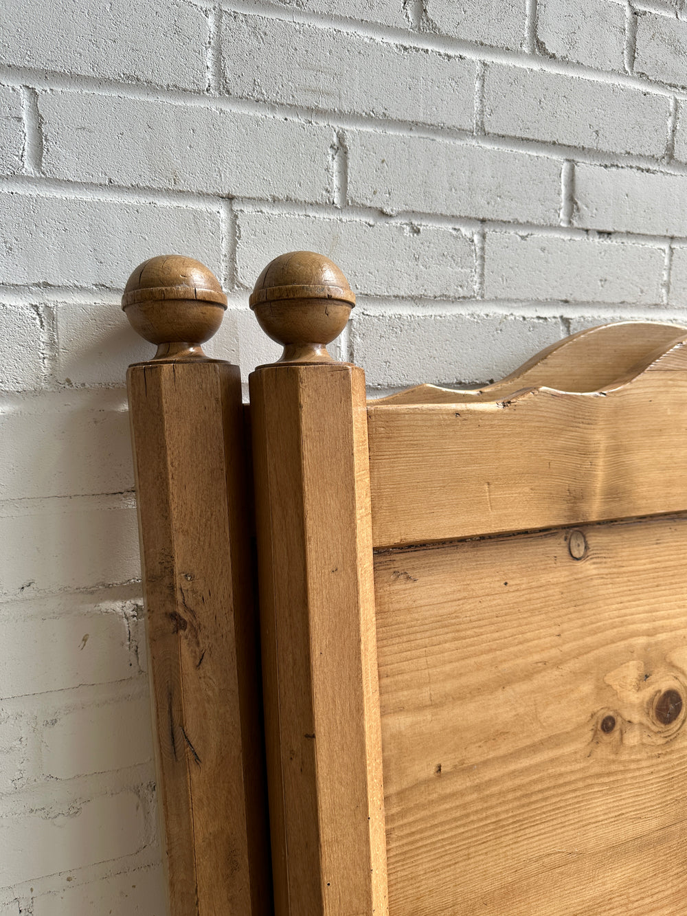 Antique Pine Sleigh Bed with Swoopy Side Rails, c. 1900