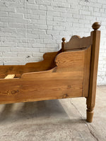 Antique Pine Sleigh Bed with Swoopy Side Rails, c. 1900