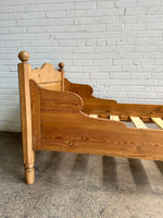 Antique Pine Sleigh Bed with Swoopy Side Rails, c. 1900