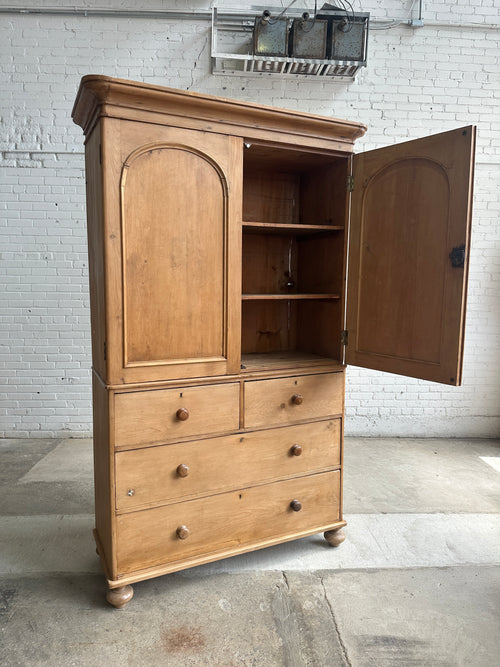 An Antique Pine English Linen Press c. 1860