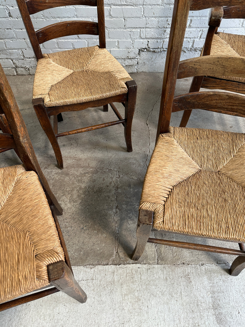 A Set of 6 Antique English Ladder Back Chairs c. 1880
