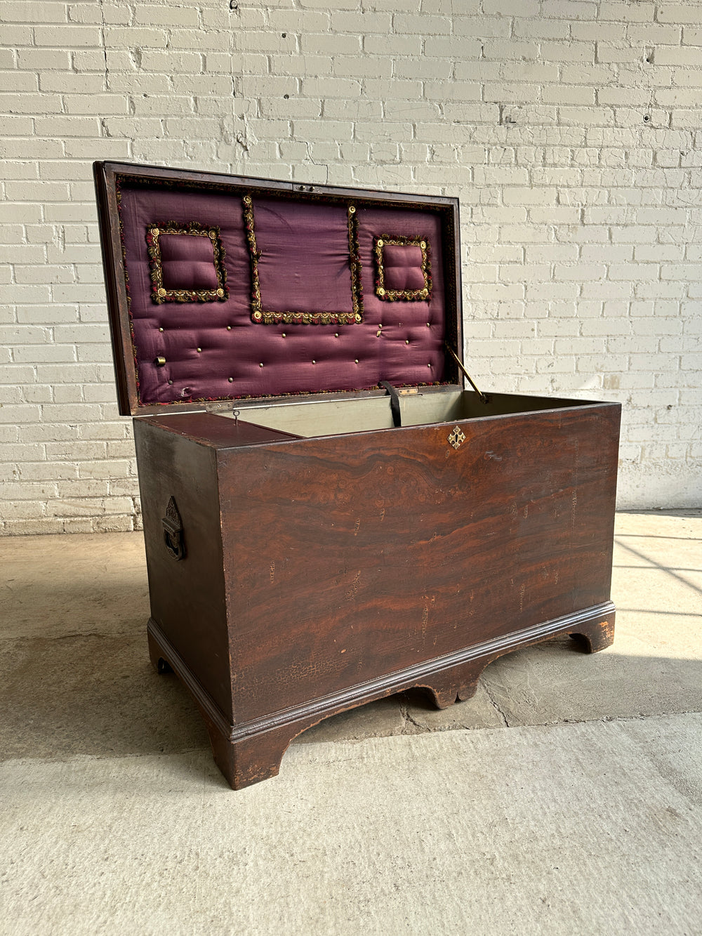 Antique Scumbled Marriage Chest with Hidden Drawers, c. 1870