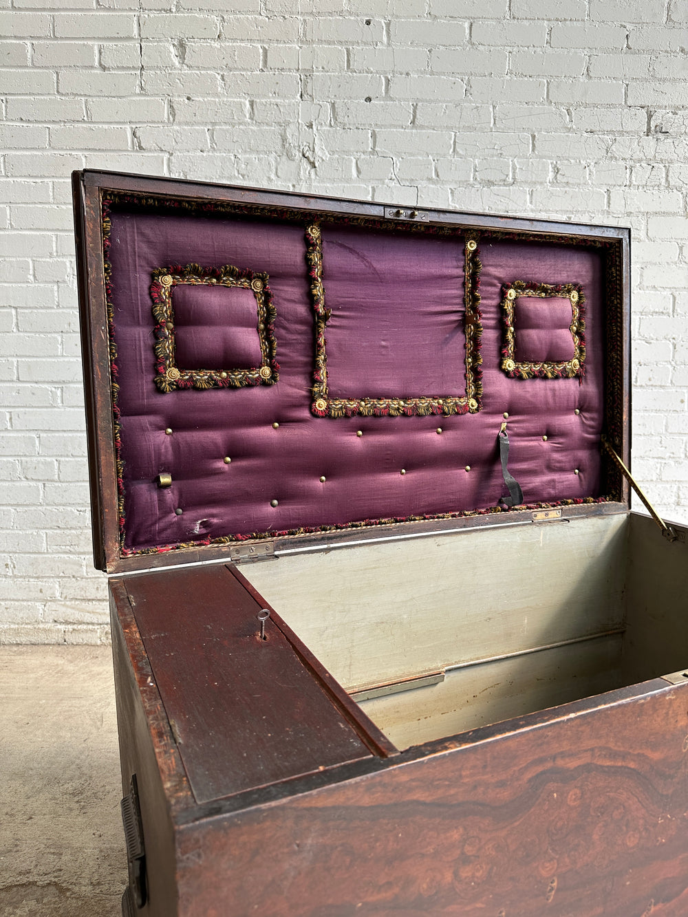 Antique Scumbled Marriage Chest with Hidden Drawers, c. 1870