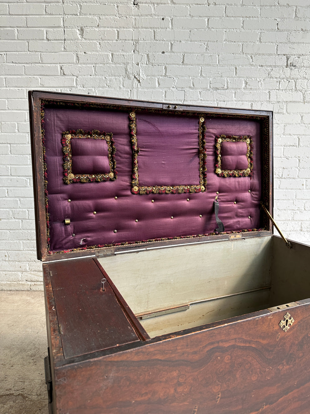 Antique Scumbled Marriage Chest with Hidden Drawers, c. 1870