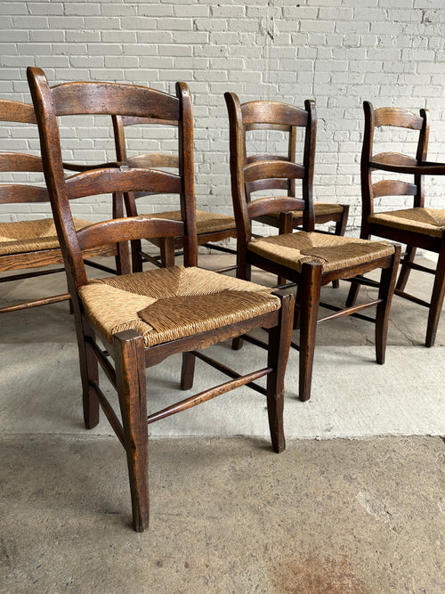A Set of 6 Antique English Ladder Back Chairs c. 1880