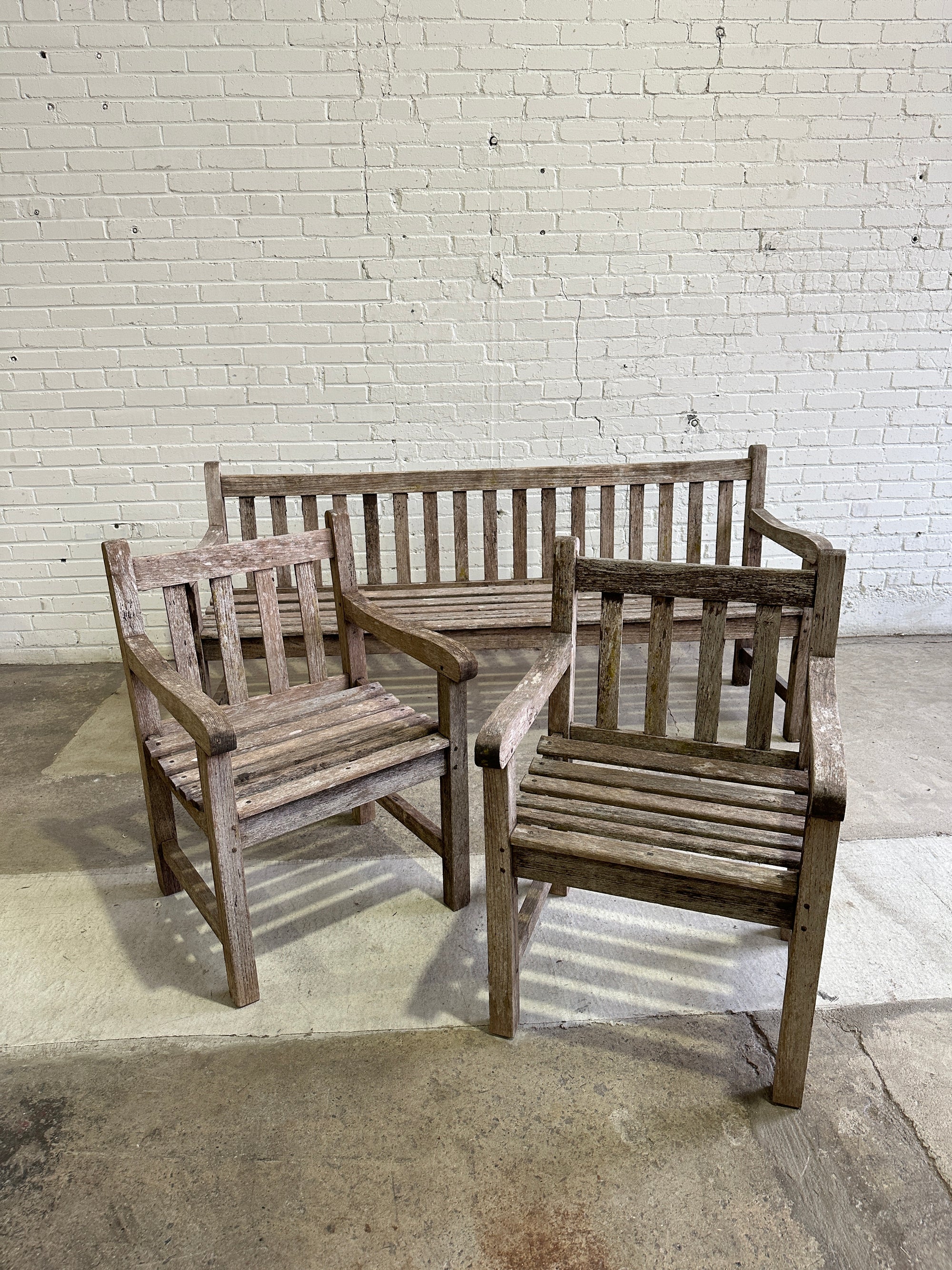 Antique English 3-Piece Teak Garden Set