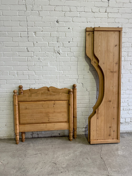 Antique Pine Sleigh Bed with Shaped Siderails, c. 1890