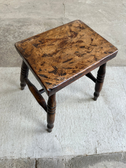 Antique English Elm Stool c. 1900