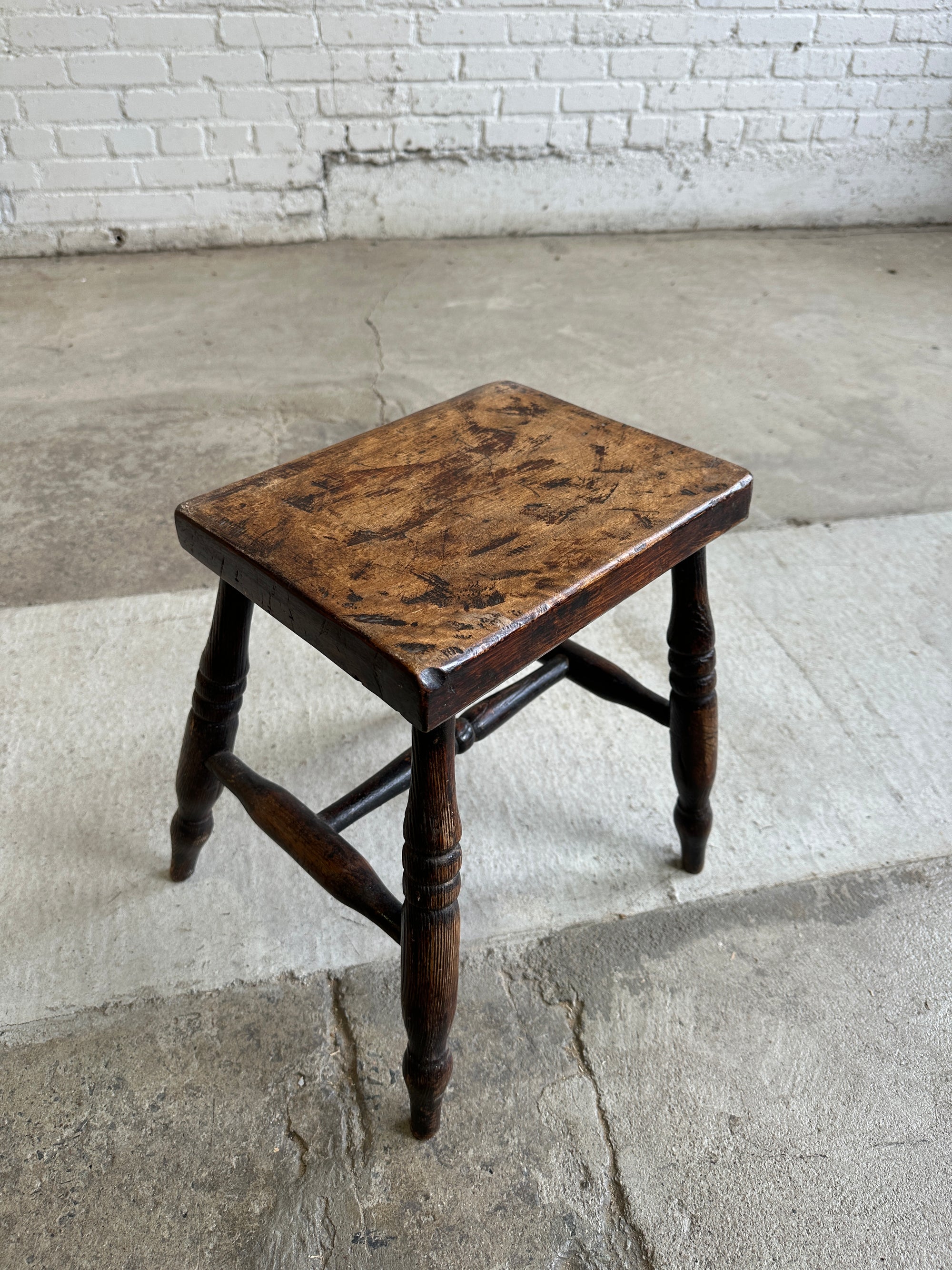 Antique English Elm Stool c. 1900